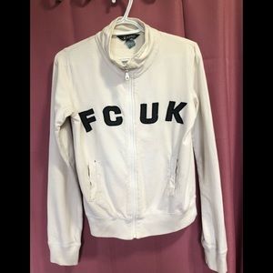 FCUK white zip up sweater